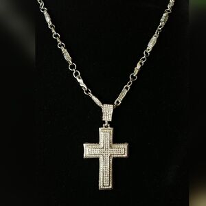 Silver Cz Cross Pendant Necklace